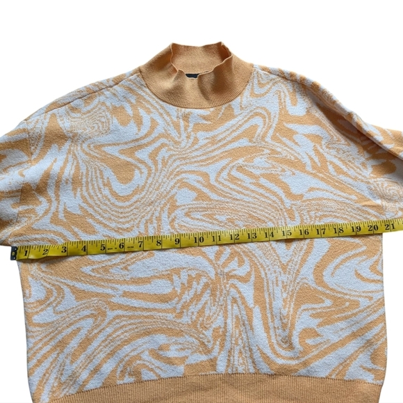 Pieces Mila Long-Sleeve Highneck Knit Sweater Flax Orange White Women's Medium - Picture 11 of 12